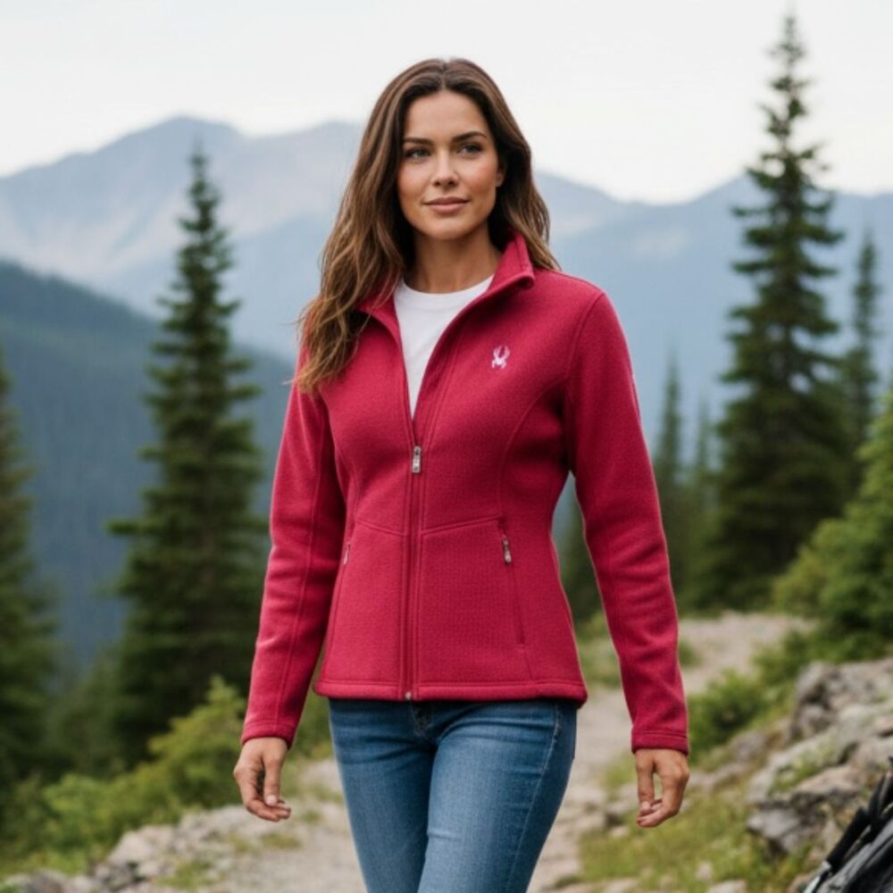 Spyder Endure Jacket Womens S Pink Full Zip Pockets Stretch Hiking Fleece Lined